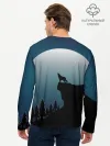 Мужской лонгслив базовый / ВОЛК И ЛУНА 3D