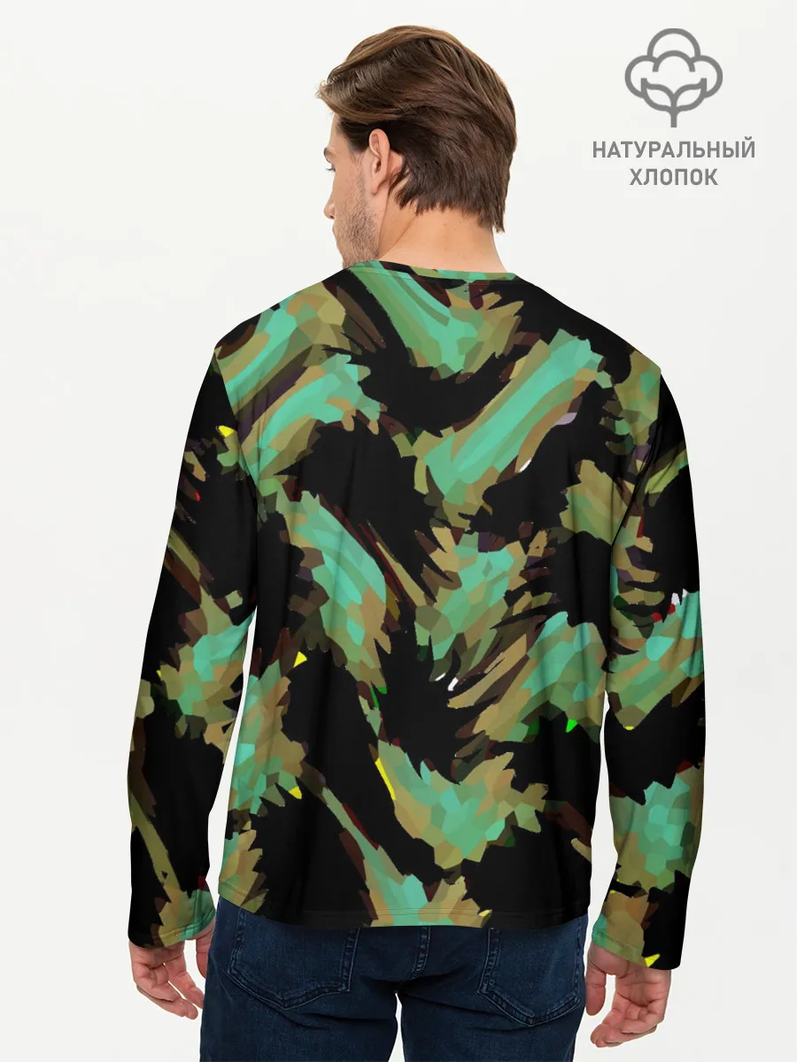 Мужской лонгслив базовый / Изумрудные осколки кристаллов