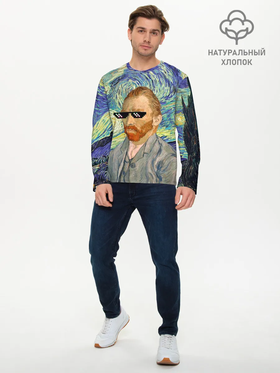 Мужской лонгслив базовый / Ван Гог - Deal with it