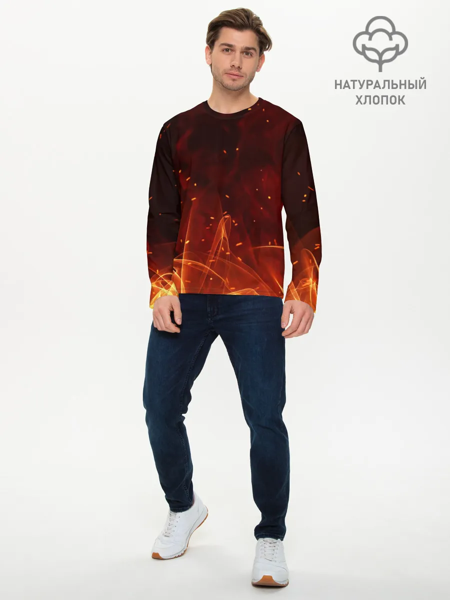 Мужской лонгслив базовый / ПЛАМЯ 3D