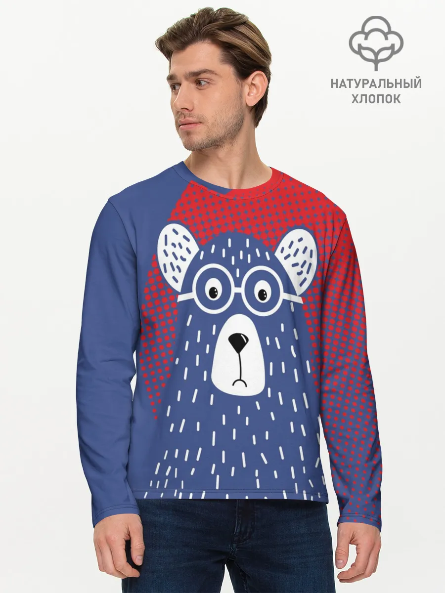 Мужской лонгслив базовый / Медведь