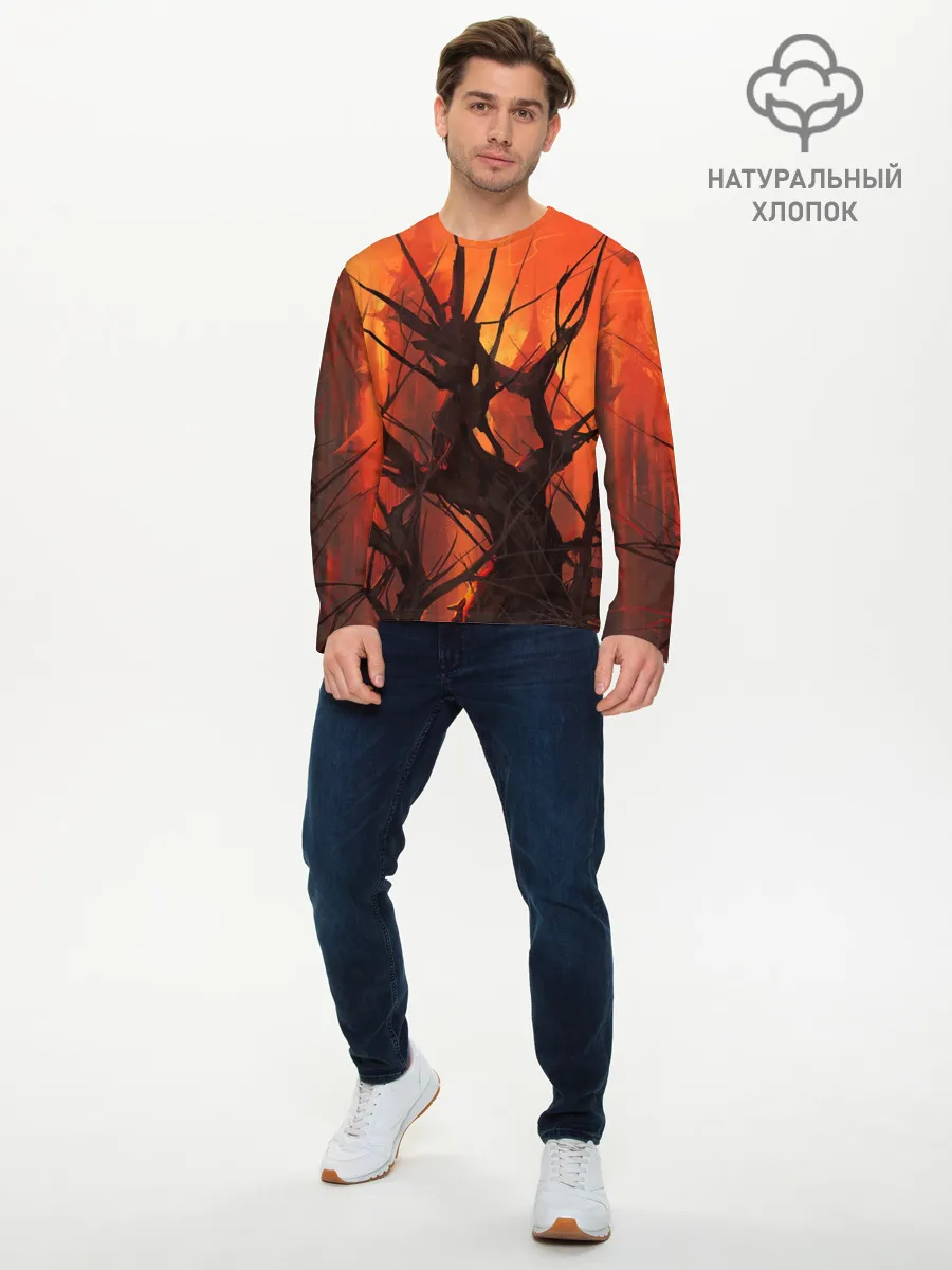 Мужской лонгслив базовый / ДРЕВО ХАОС 3D