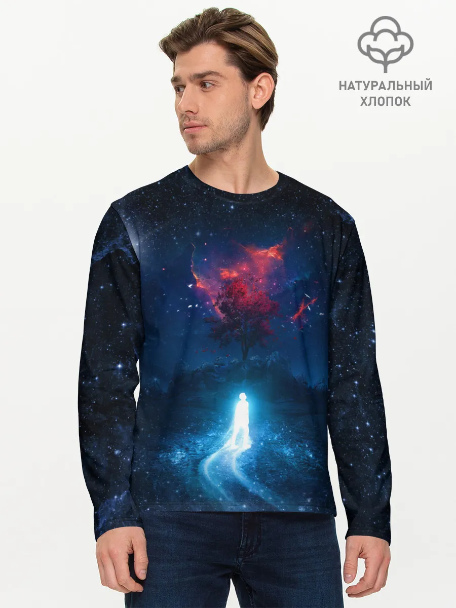 Мужской лонгслив базовый / Душа идущая в космос | Soul space