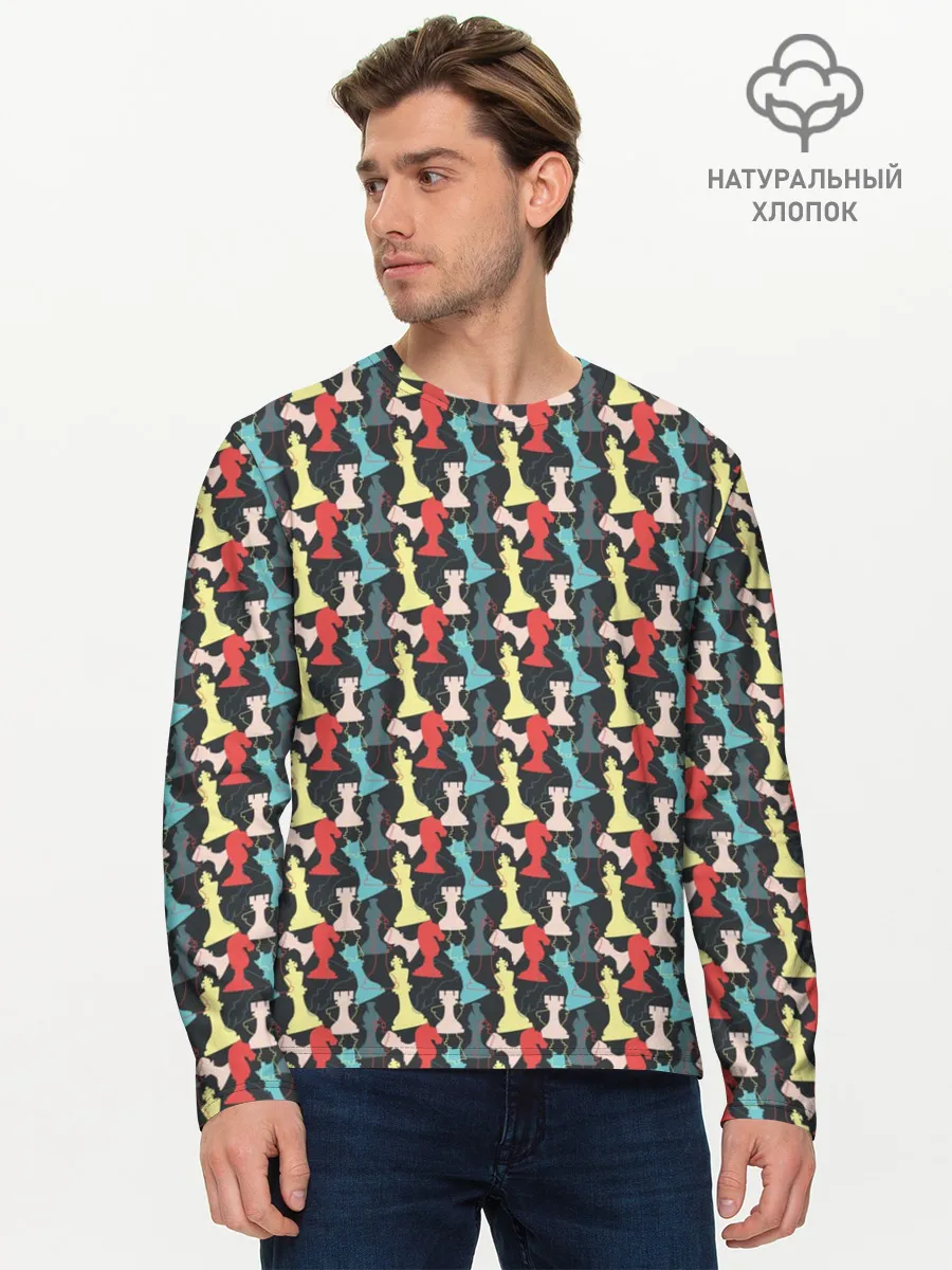 Мужской лонгслив базовый / Шахматные Фигуры