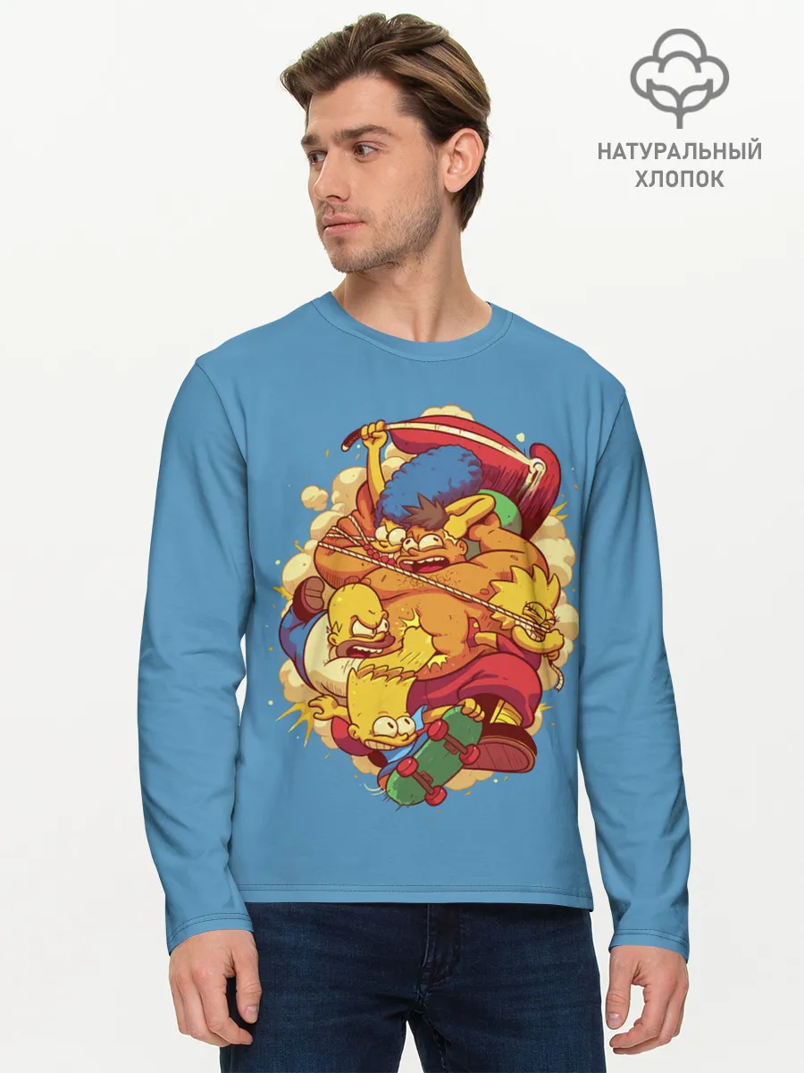 Мужской лонгслив базовый / Драка с Симпсонами