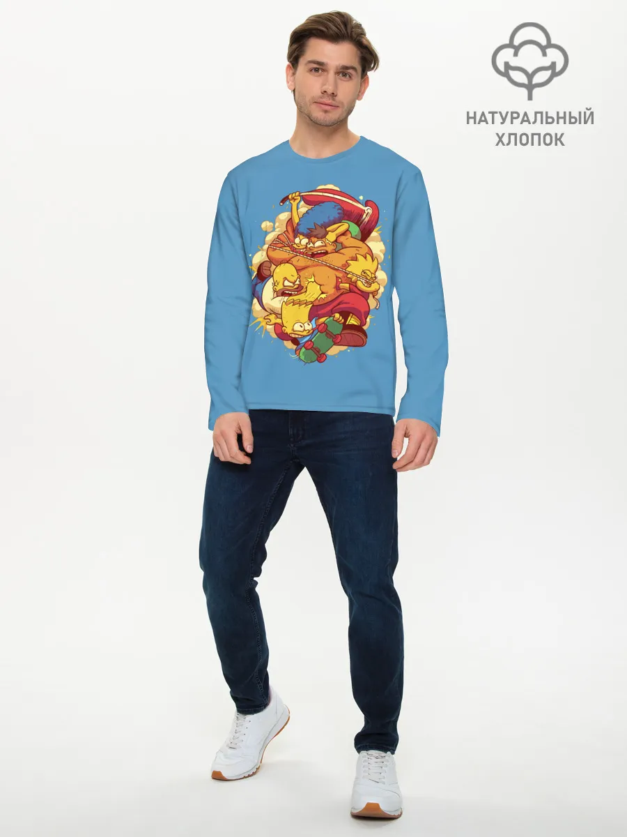 Мужской лонгслив базовый / Драка с Симпсонами