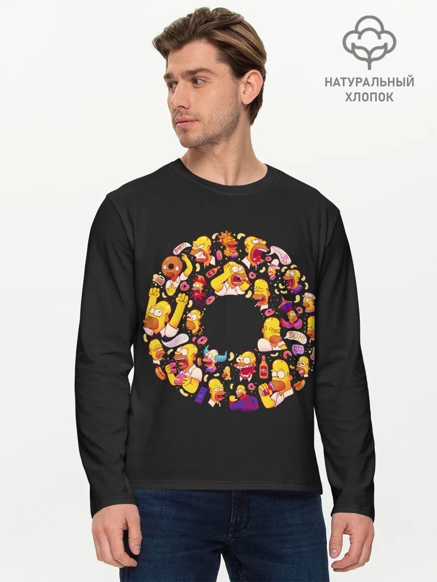 Мужской лонгслив базовый / Пончик Гомер