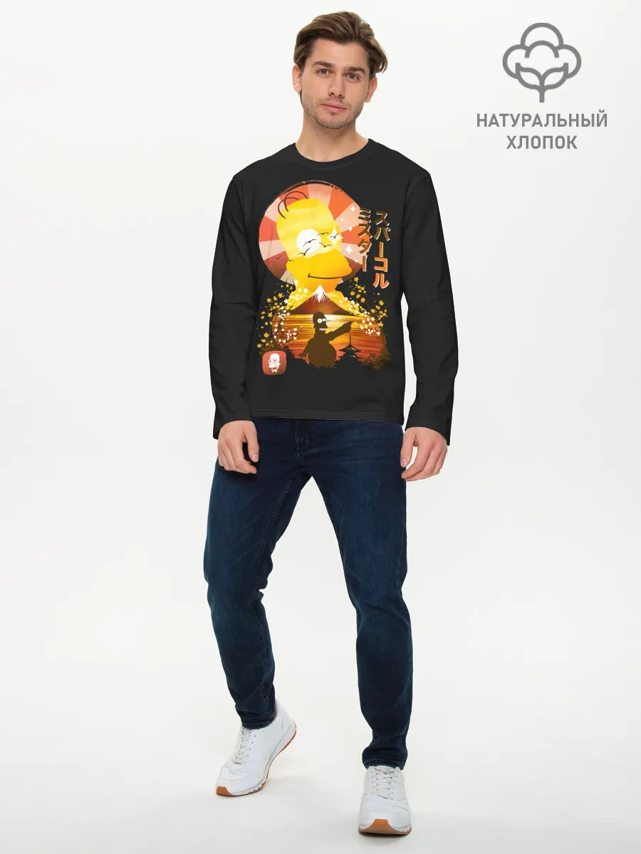 Мужской лонгслив базовый / Гомер в азии
