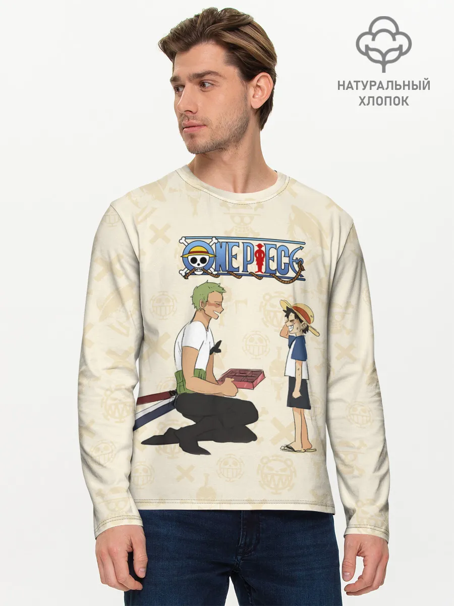 Мужской лонгслив базовый / Ророноа Зоро и малыш Манки Д. Луффи