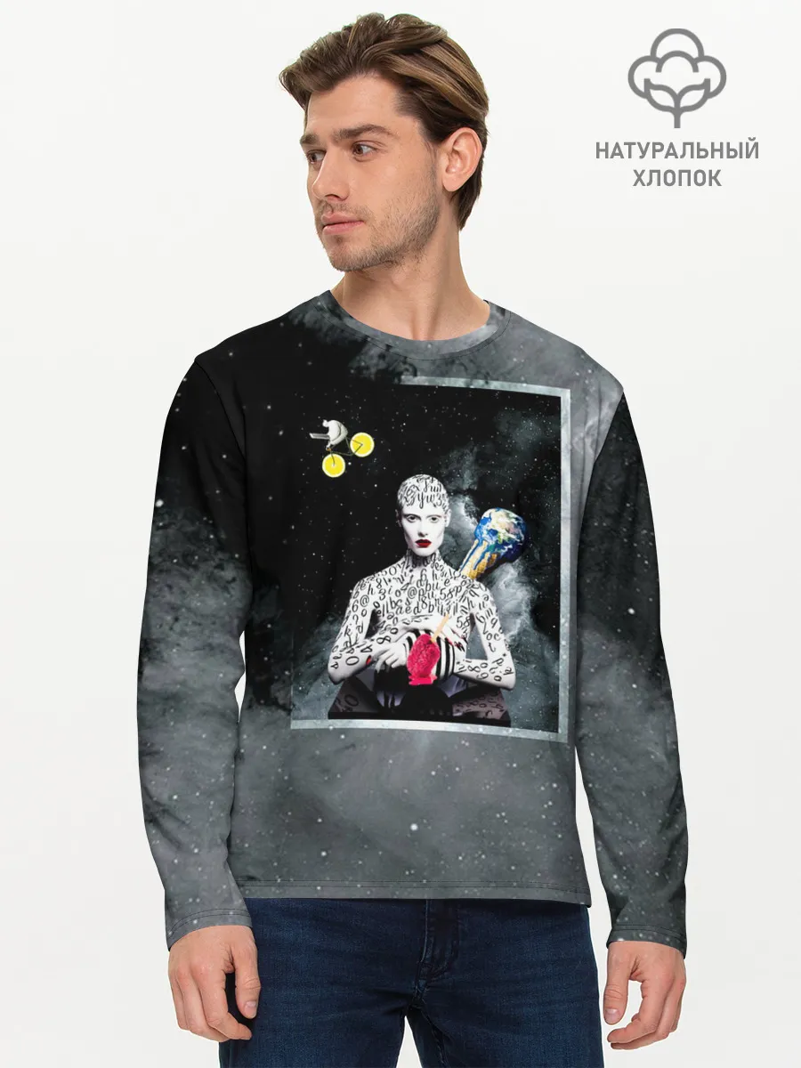 Мужской лонгслив базовый / Космос / Абстракция