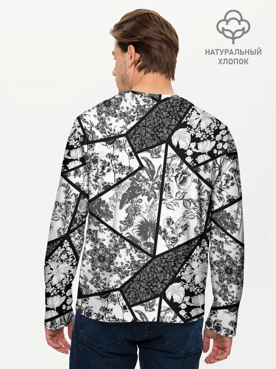 Мужской лонгслив базовый / Цветочный Кинцуги / Kintsugi