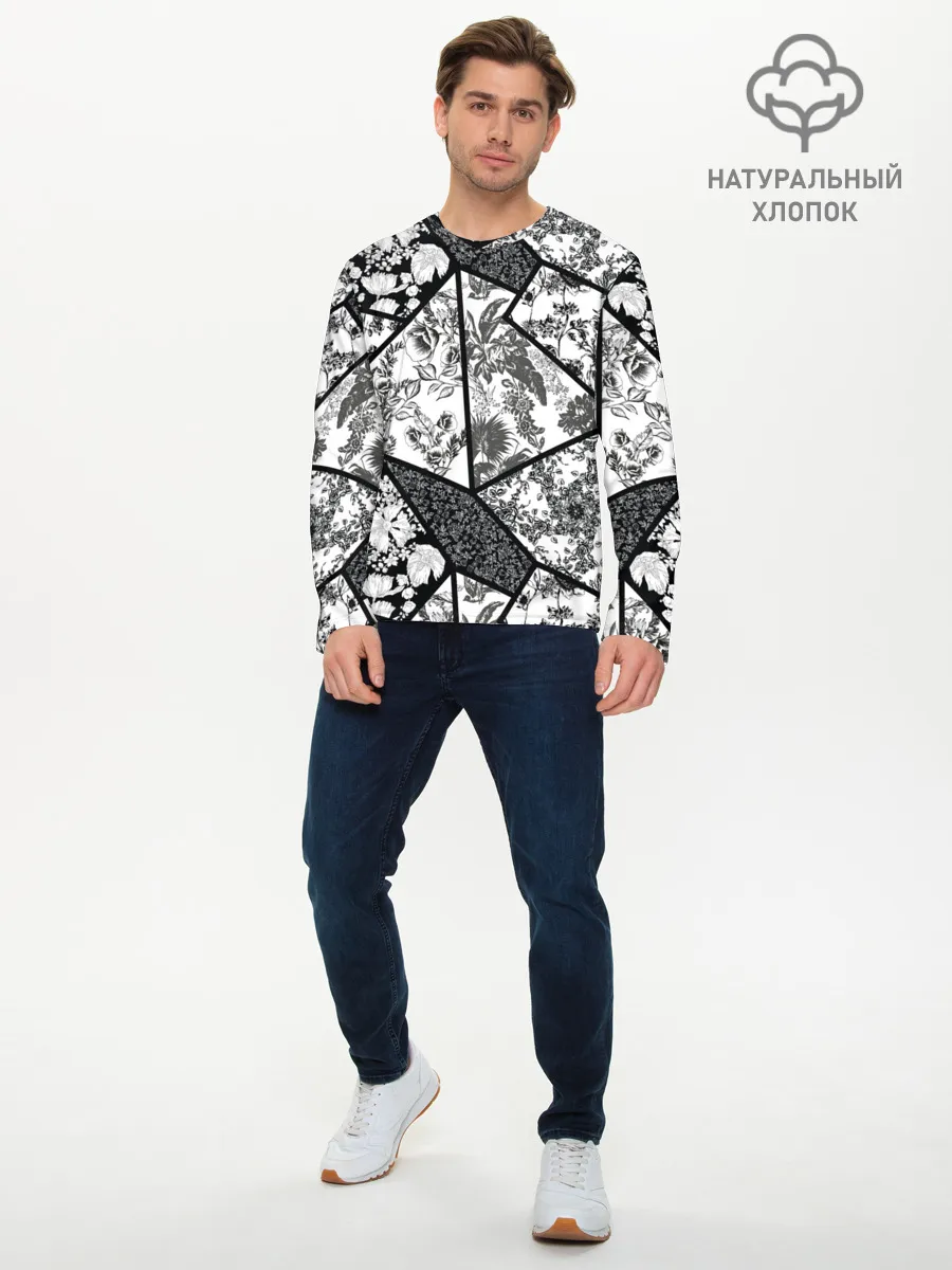 Мужской лонгслив базовый / Цветочный Кинцуги / Kintsugi