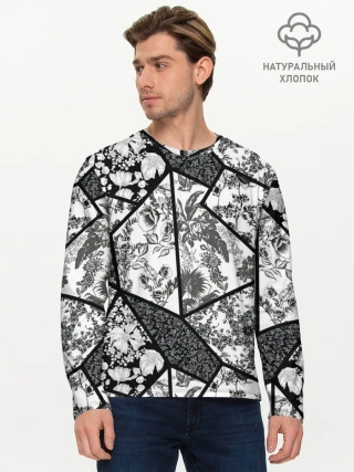 Мужской лонгслив базовый / Цветочный Кинцуги / Kintsugi