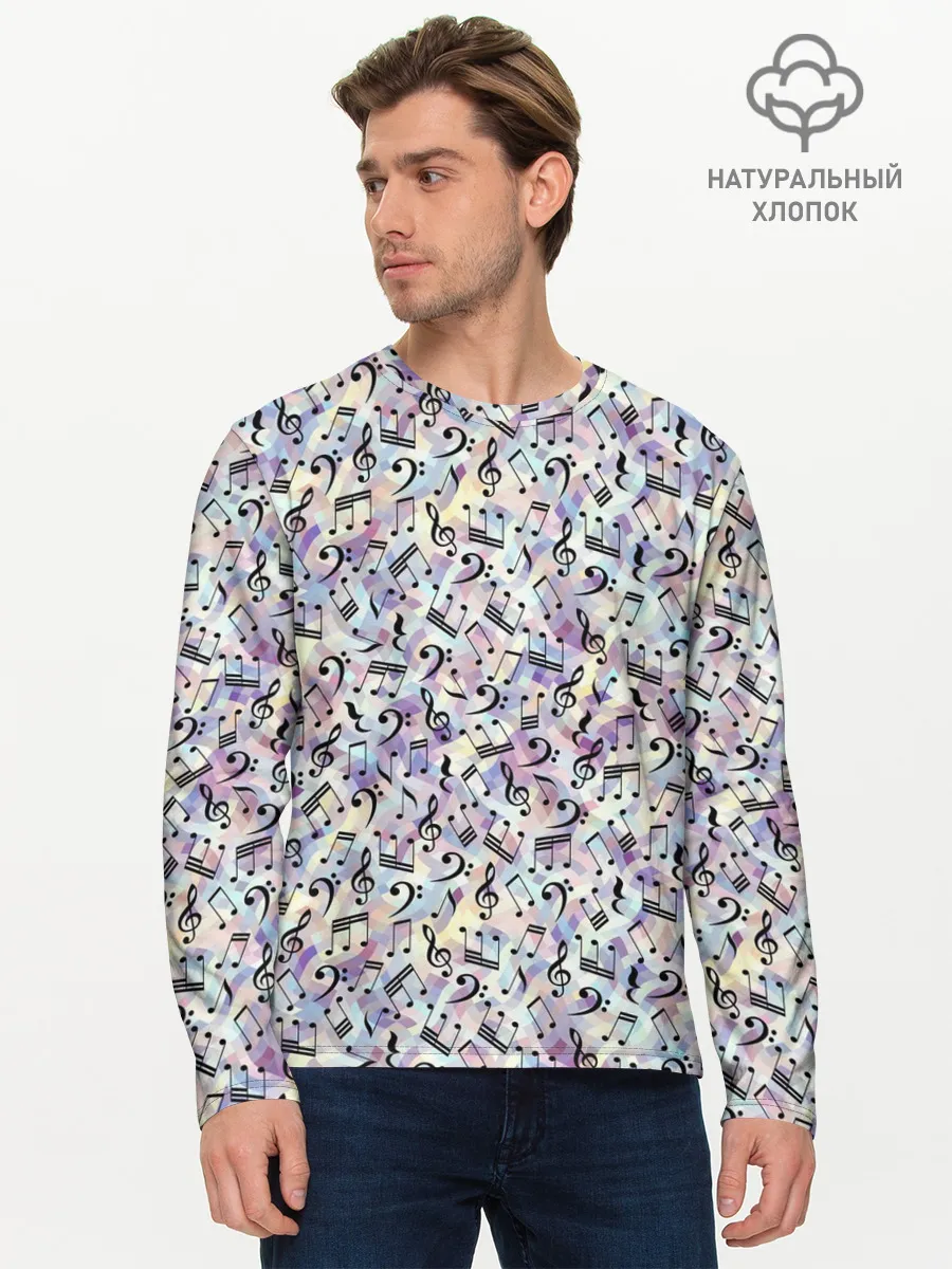 Мужской лонгслив базовый / Музыкальные Ноты