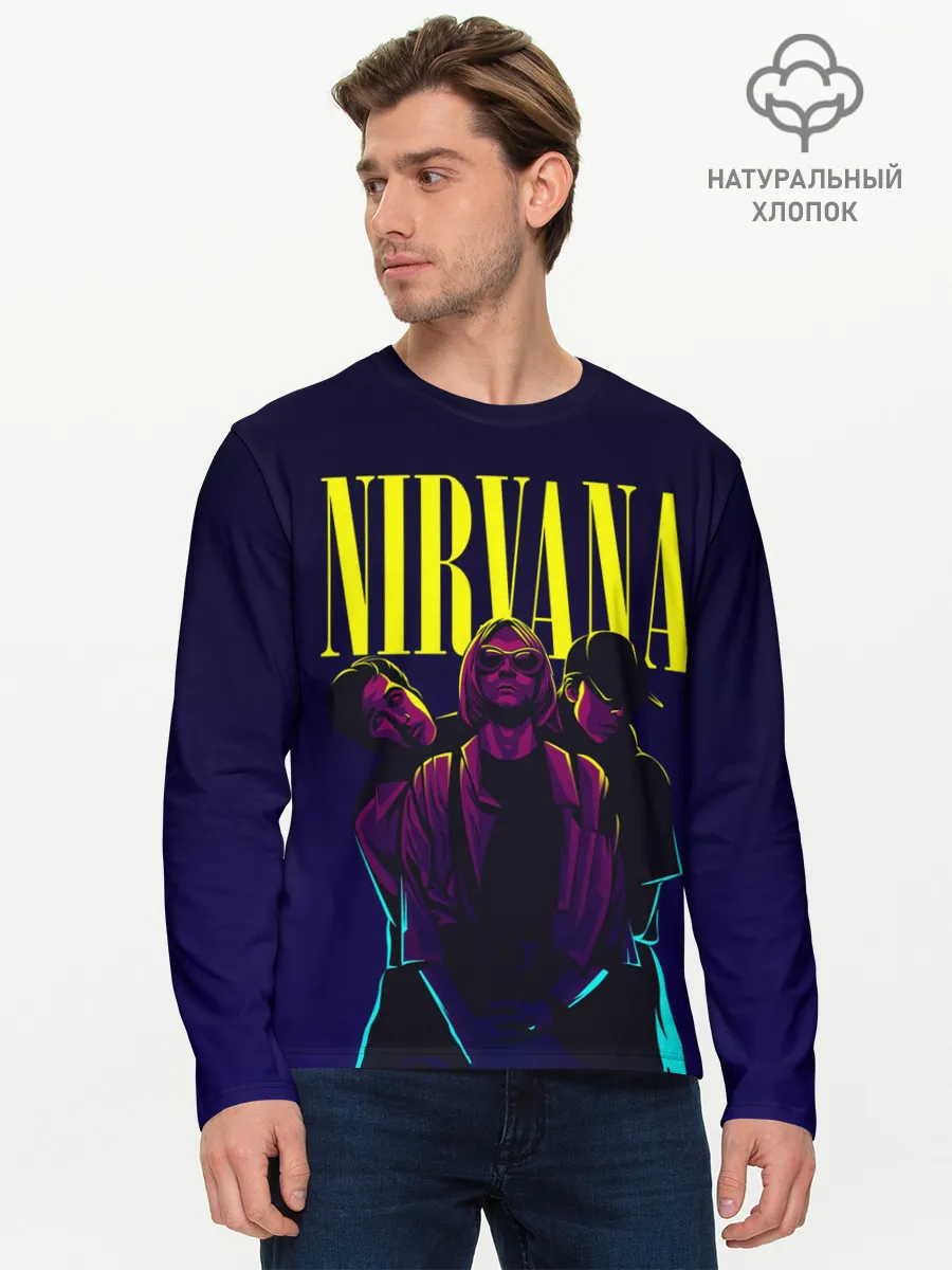 Мужской лонгслив базовый / Nirvana Neon