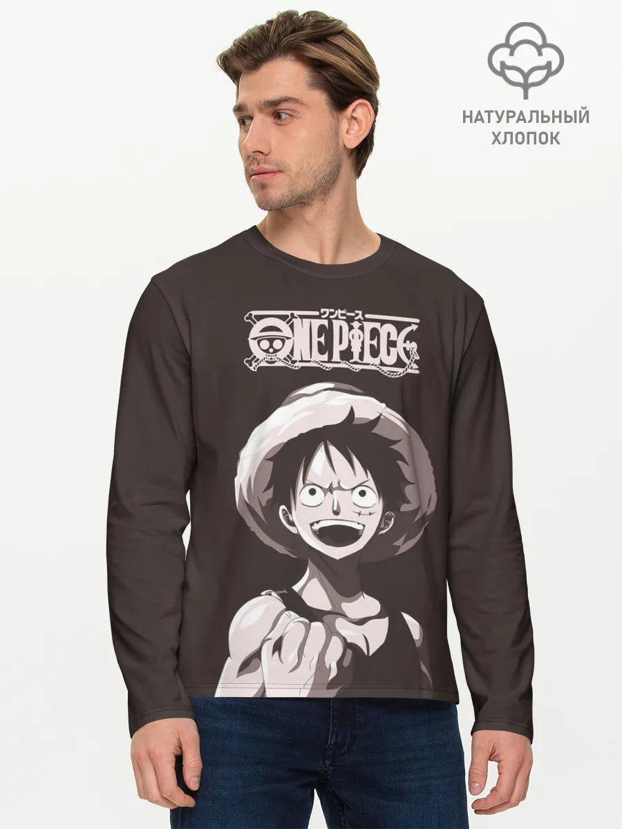 Мужской лонгслив базовый / One Piece | Манки Д. Луффи