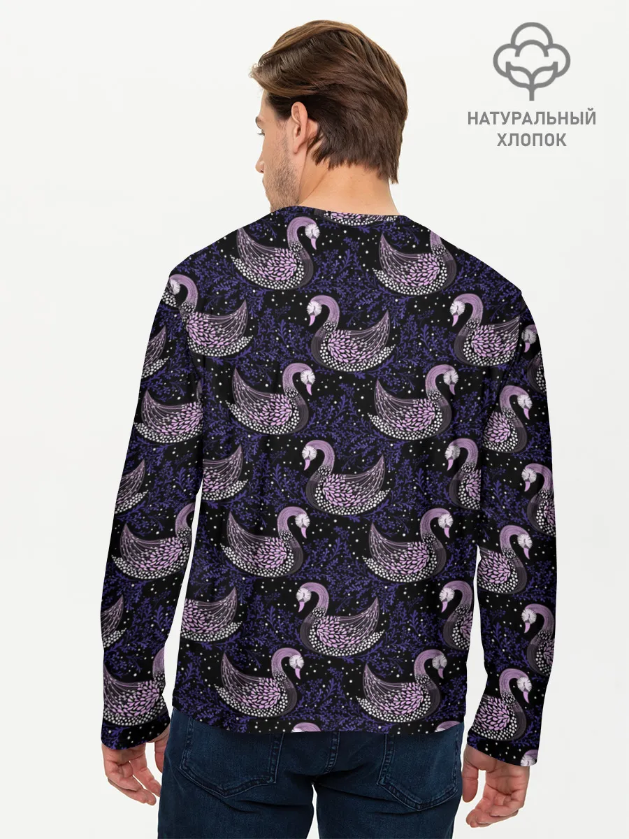 Мужской лонгслив базовый / Лебеди из бисера