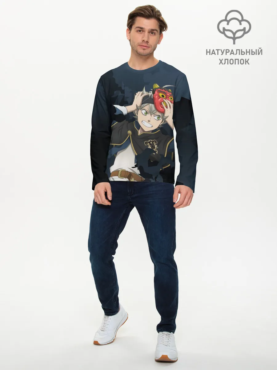 Мужской лонгслив базовый / Черный клевер