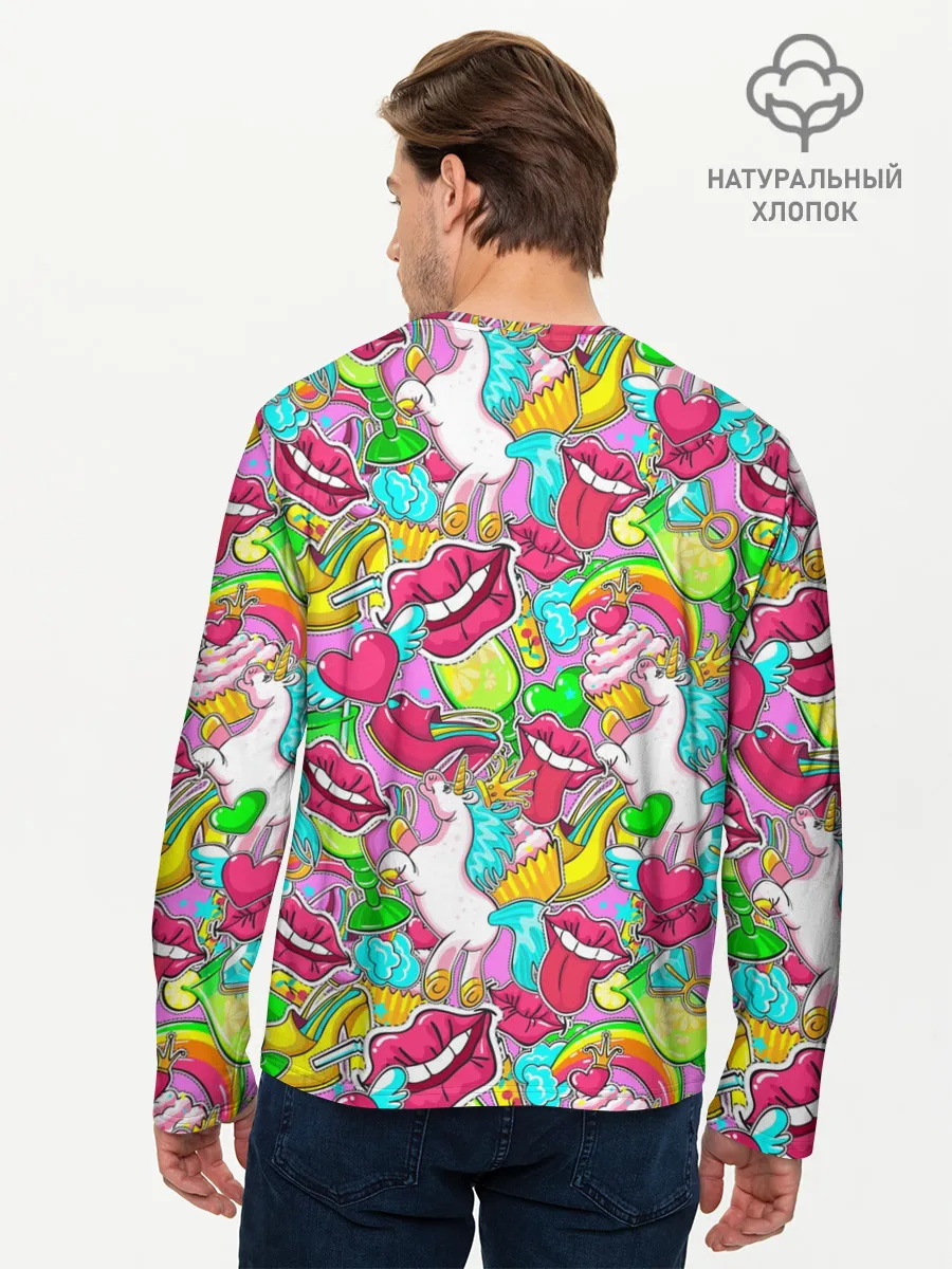 Мужской лонгслив базовый / Губы фреш