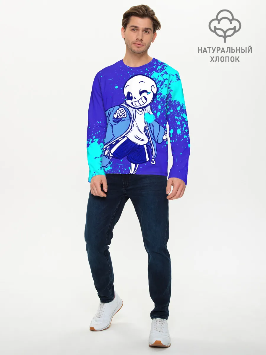 Мужской лонгслив базовый / UNDERTALE SANS BLUE