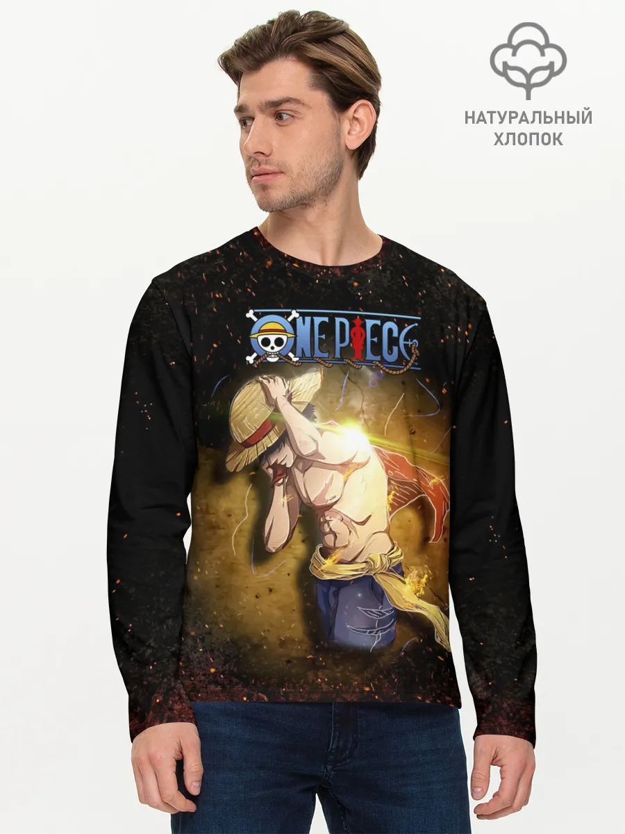 Мужской лонгслив базовый / Мощный торс Луффи One Piece