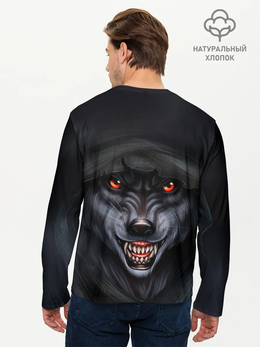 Мужской лонгслив базовый / СЕРЫЙ ВОЛК 3D