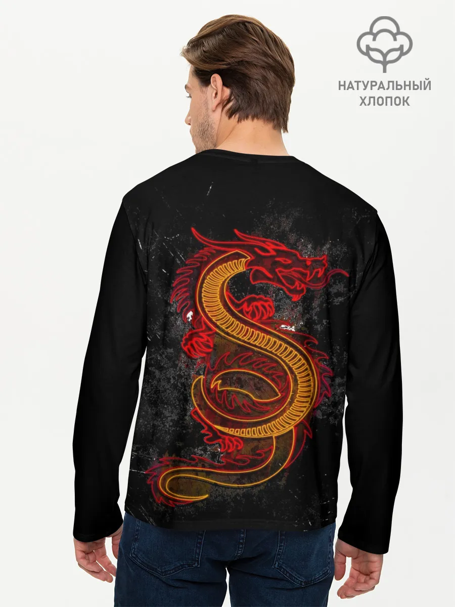 Мужской лонгслив базовый / НЕОНОВЫЙ ДРАКОН, 3d