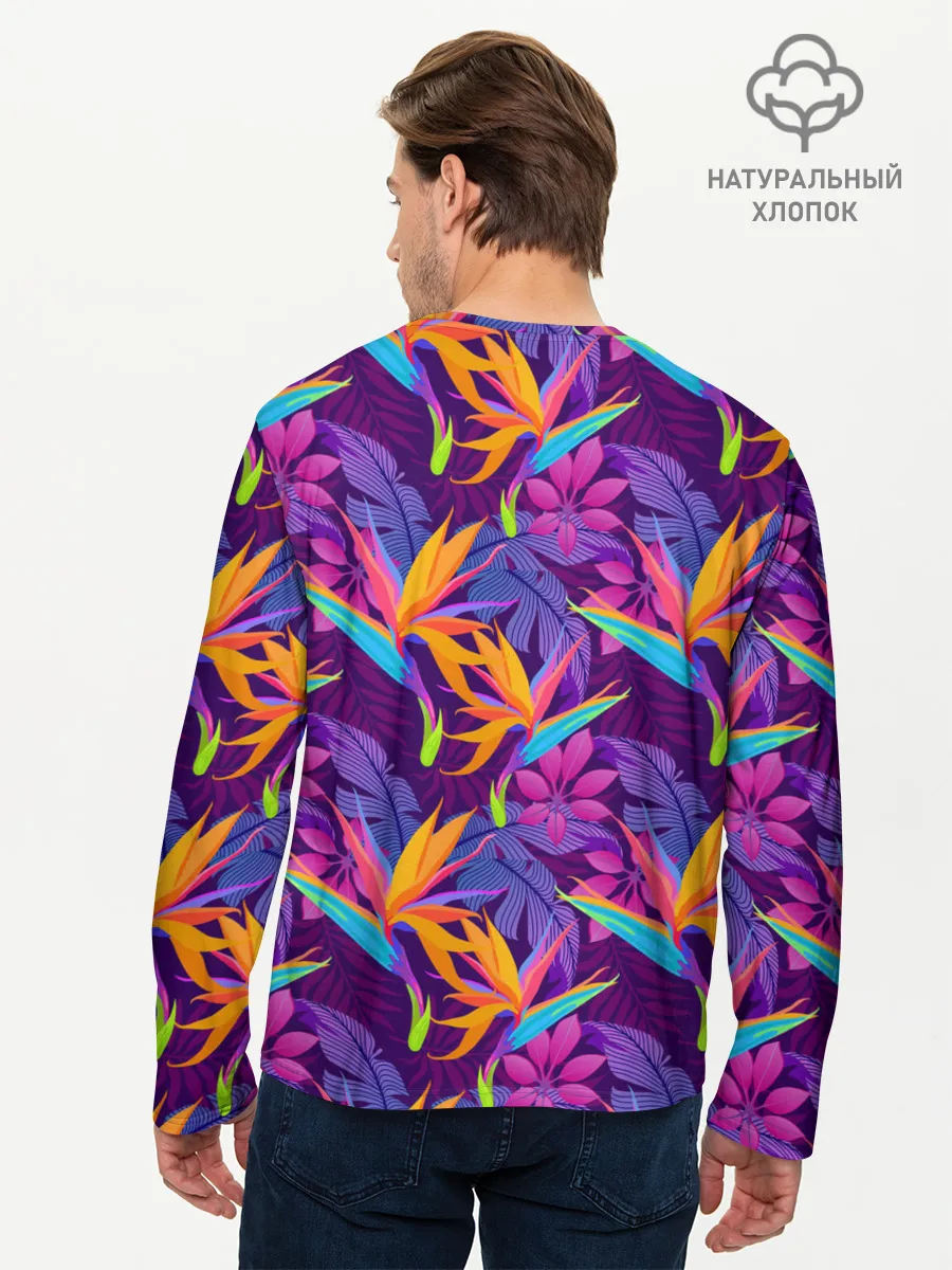 Мужской лонгслив базовый / Тропические листья