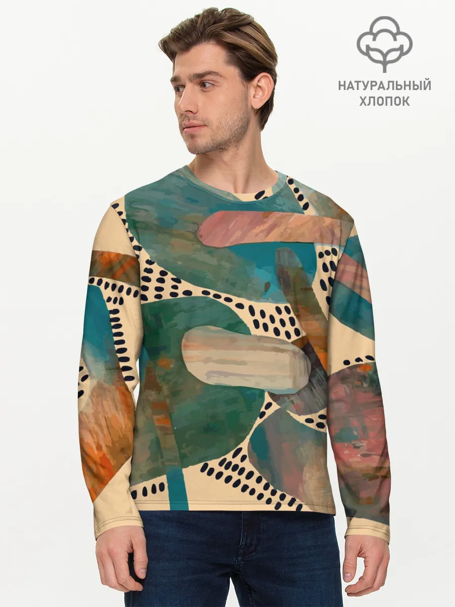 Мужской лонгслив базовый / Birches and fields