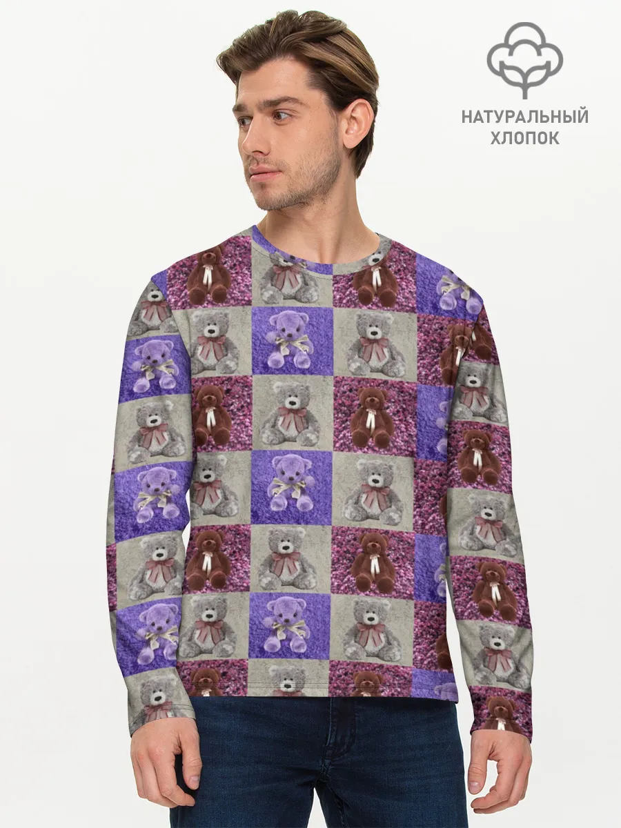Мужской лонгслив базовый / Медведи на ковре