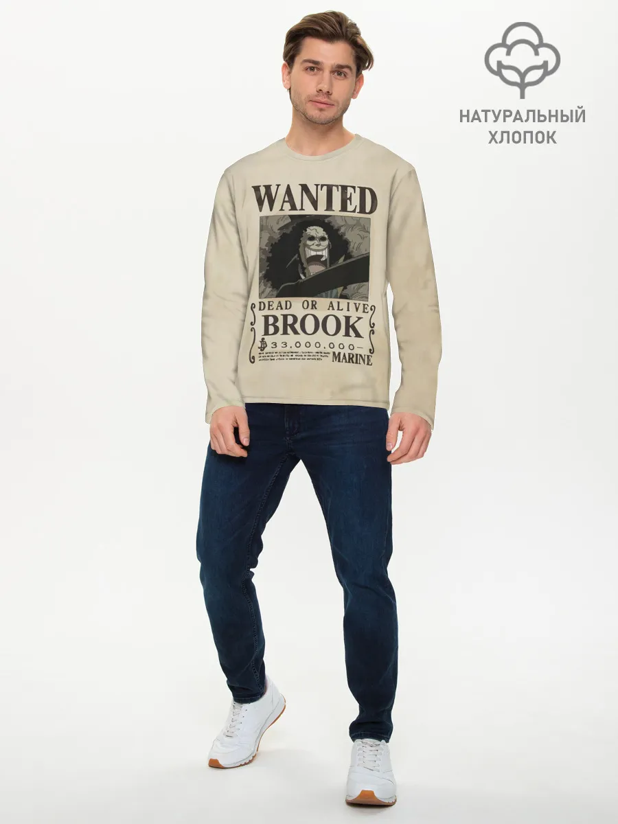Мужской лонгслив базовый / Брук в розыске | One Piece