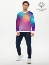 Мужской лонгслив базовый / Цветные полигоны - Градиент