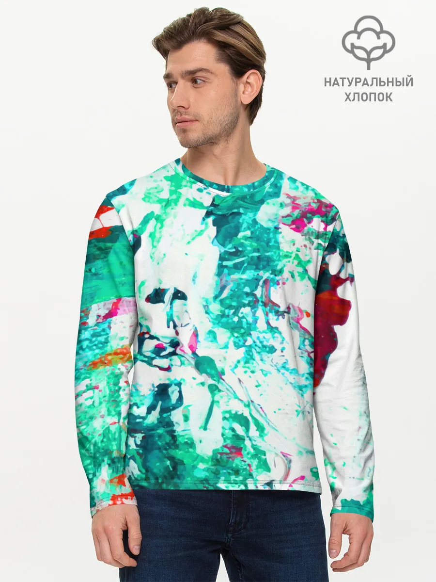 Мужской лонгслив базовый / Берюза Морской