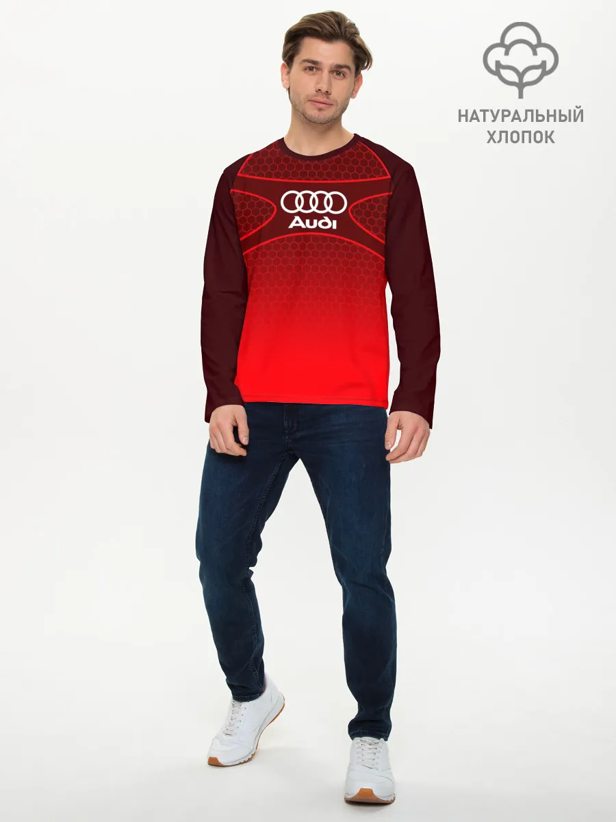 Мужской лонгслив базовый / AUDI красная сетка