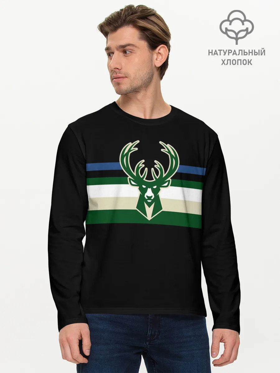 Мужской лонгслив базовый / Milwaukee Bucks форма. Statement Edition