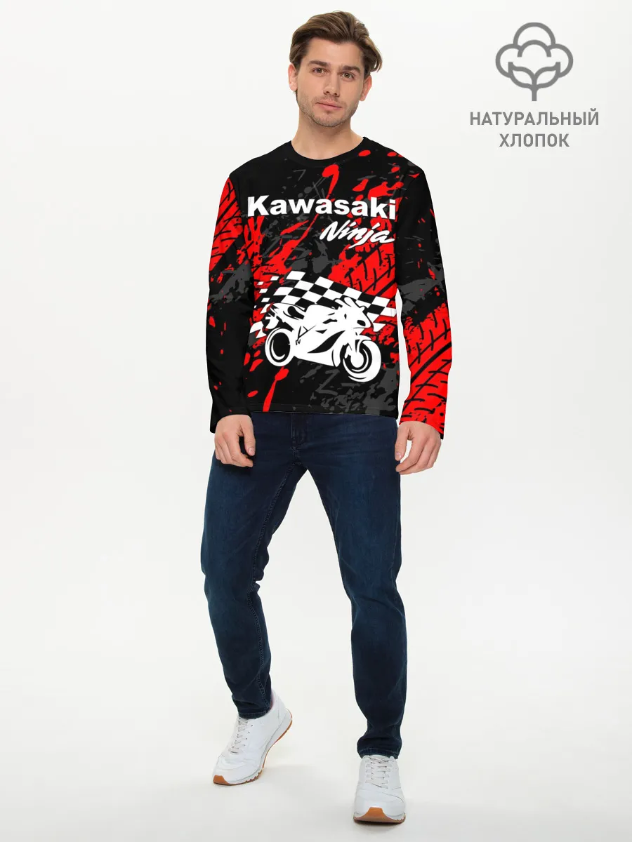Мужской лонгслив базовый / KAWASAKI NINJA / КАВАСАКИ