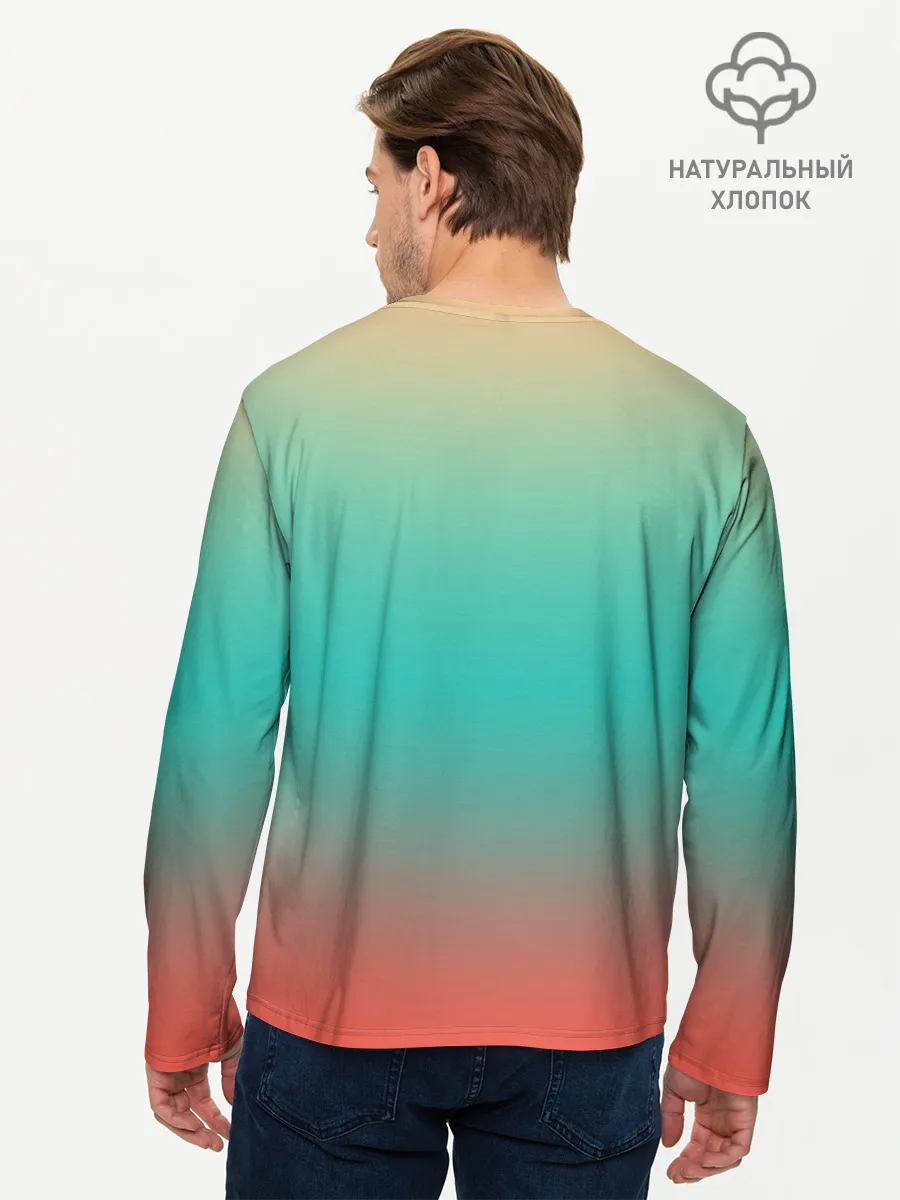 Мужской лонгслив базовый / Красно-бирюзовый градиент