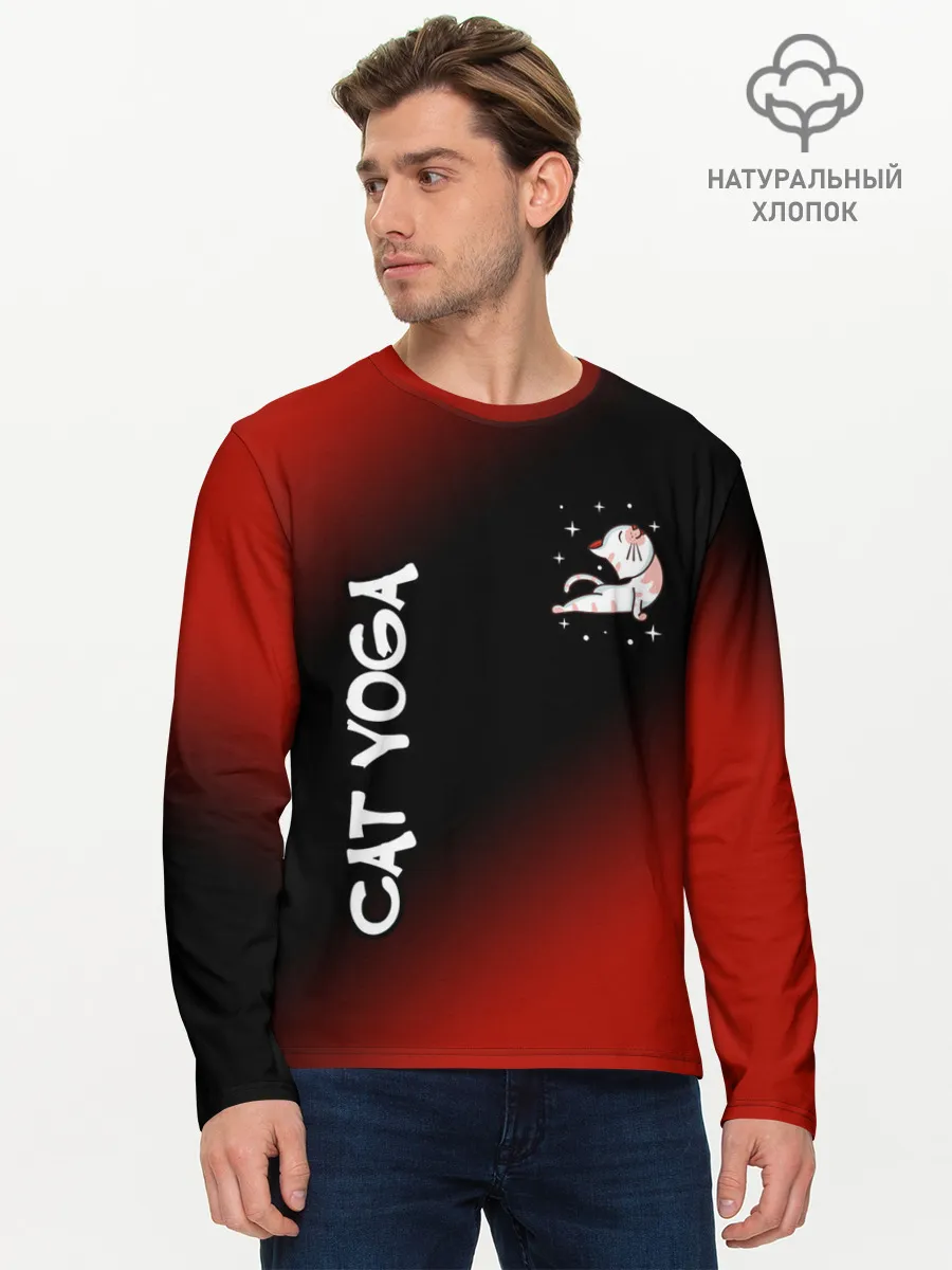 Мужской лонгслив базовый / Yoga Cat - Gradient