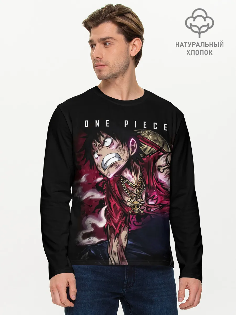 Мужской лонгслив базовый / Агрессия Луффи One Piece