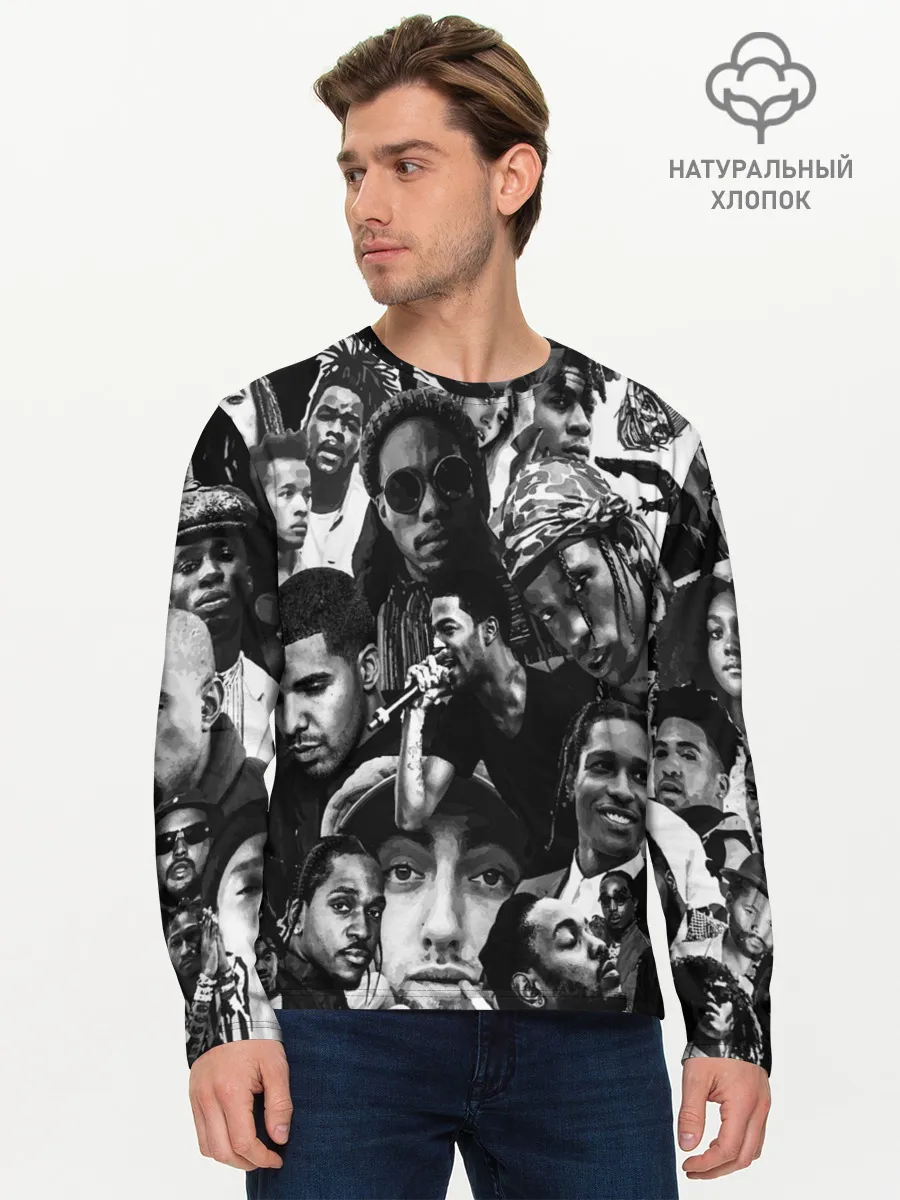 Мужской лонгслив базовый / Music Rap allpic