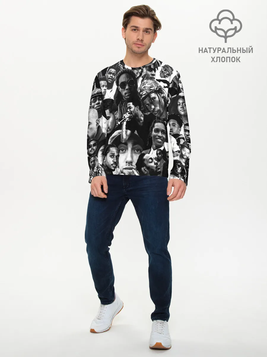 Мужской лонгслив базовый / Music Rap allpic