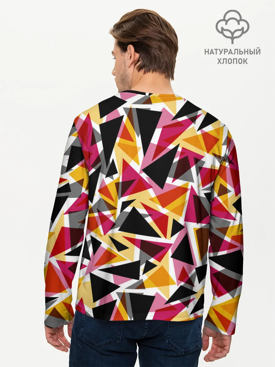 Мужской лонгслив базовый / Разноцветные треугольники
