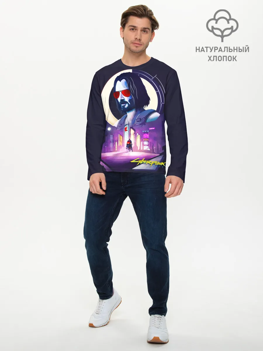 Мужской лонгслив базовый / Cyberpunk 2077 | Johnny