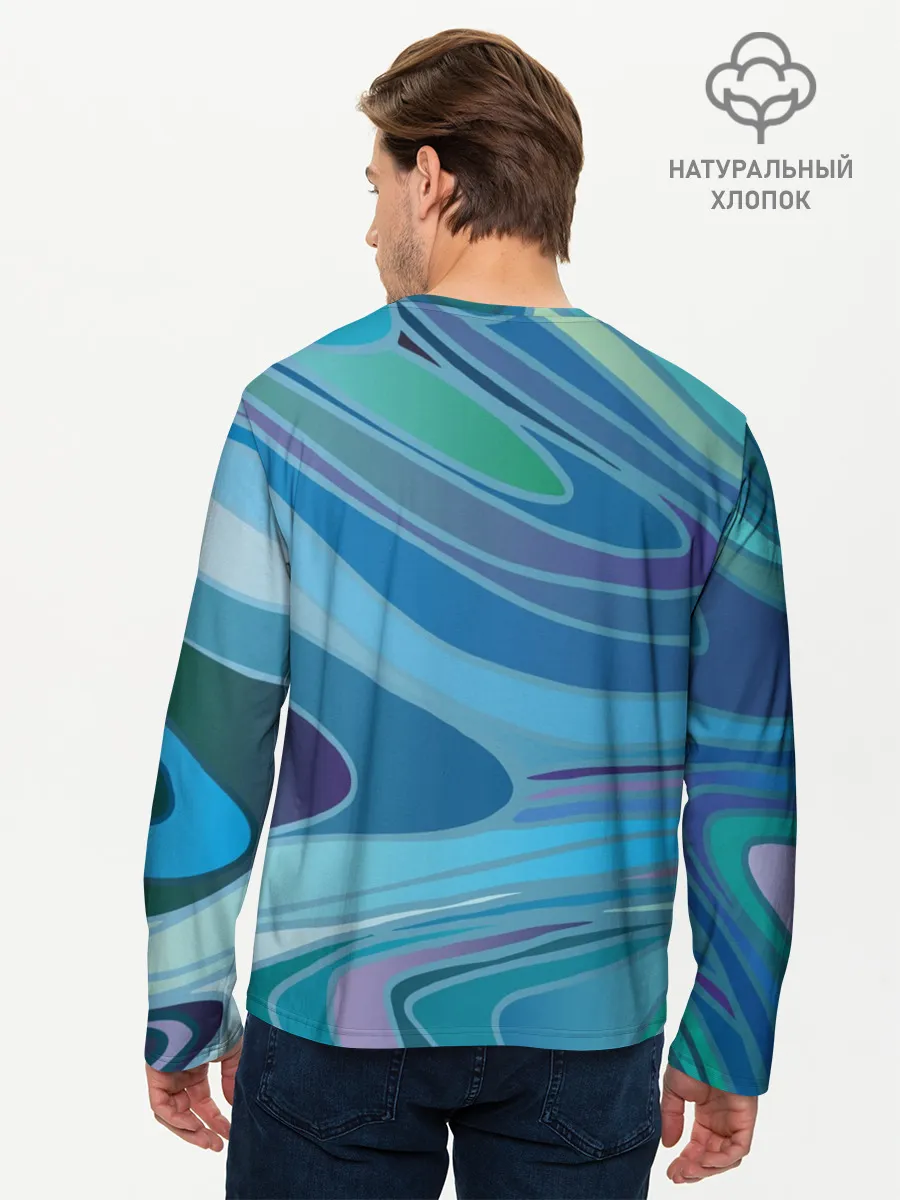 Мужской лонгслив базовый / Морская волна