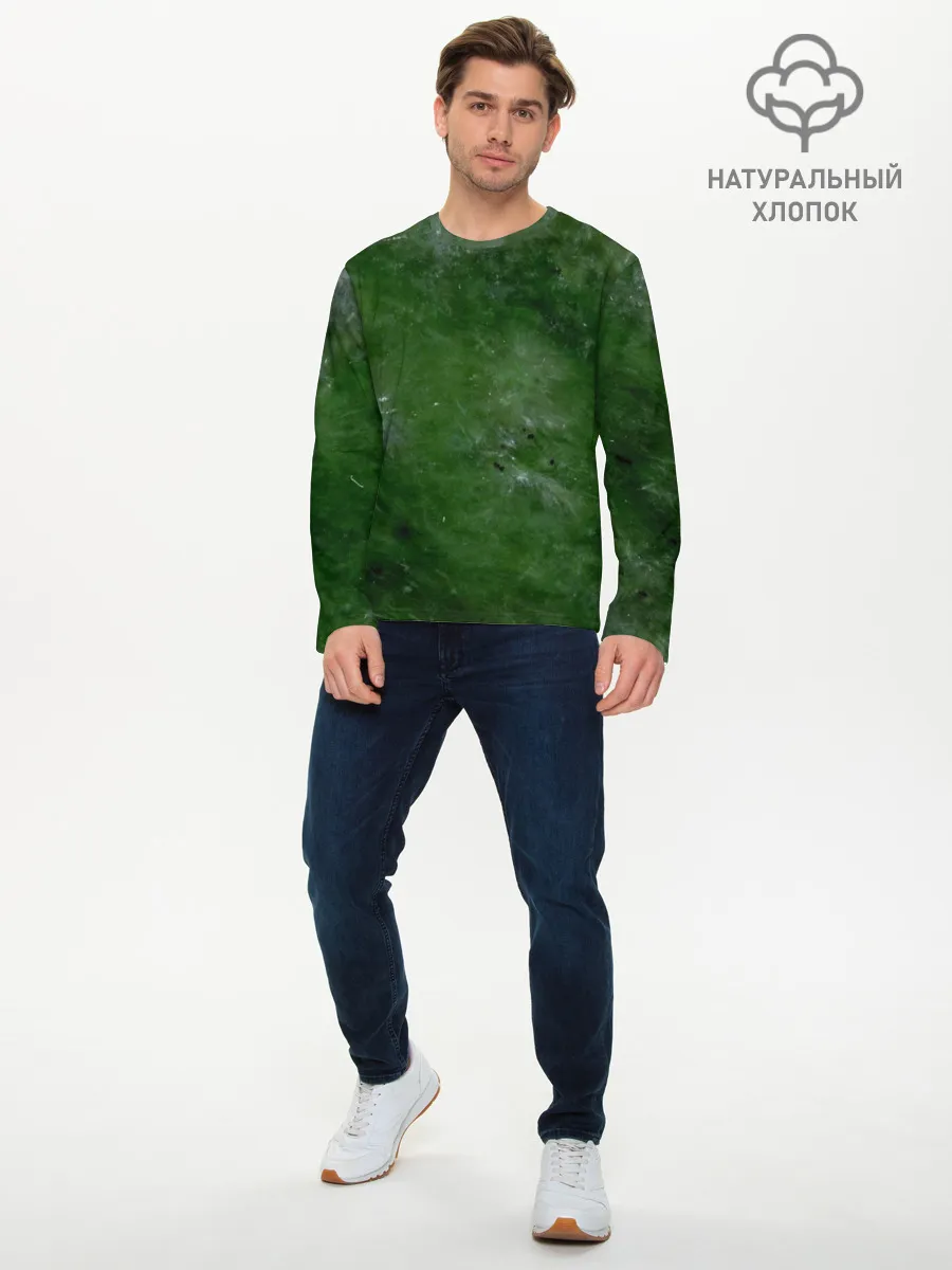 Мужской лонгслив базовый / Точки На нефритовом Фоне