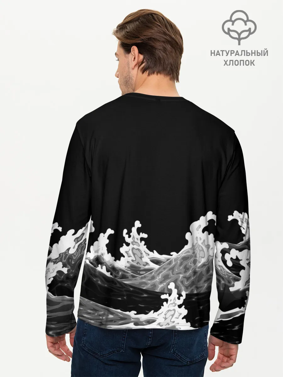 Мужской лонгслив базовый / Карп Кои Волна Япония Рыба