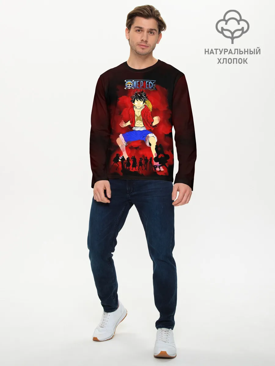 Мужской лонгслив базовый / Луффи и Пираты Соломенной Шляпы