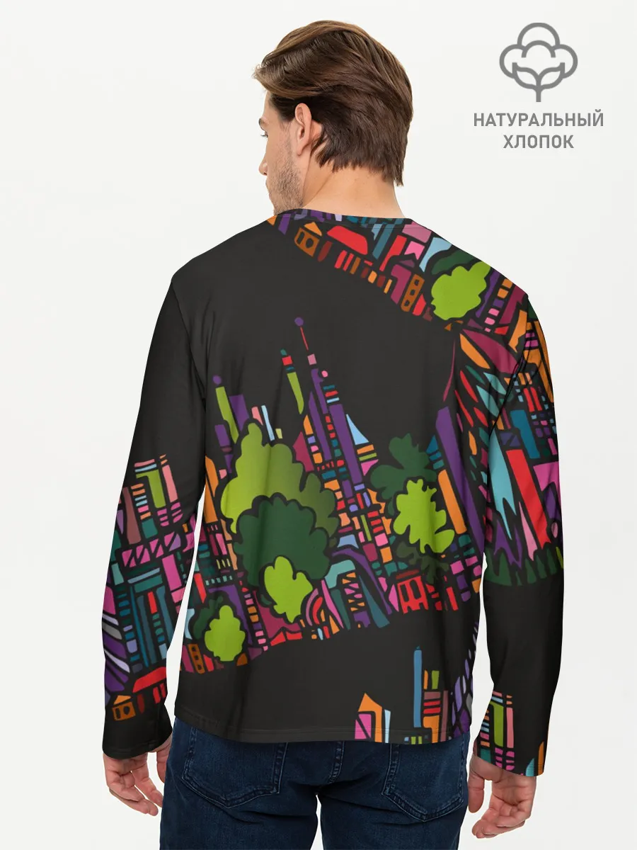 Мужской лонгслив базовый / Ночные огни