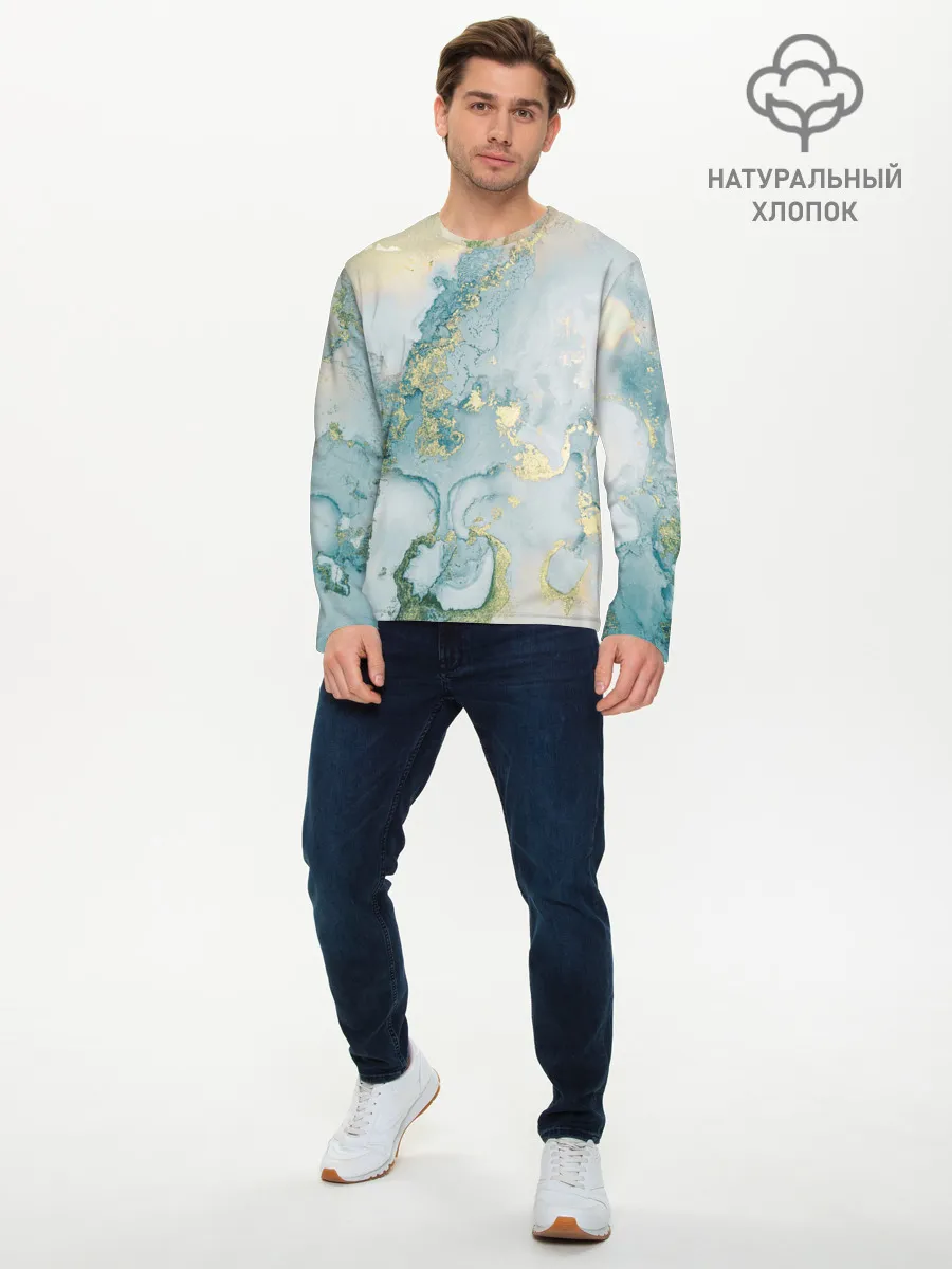 Мужской лонгслив базовый / Абстрактный мрамор
