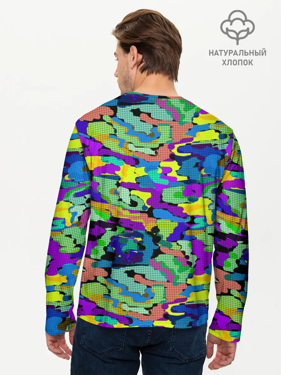 Мужской лонгслив базовый / Камуфляж в ярких тонах